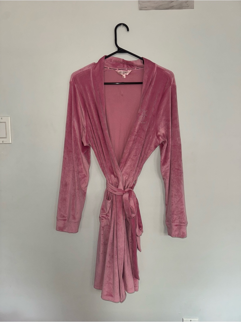 Juicy Couture Plush Velour Tie-Waist Robe in Dusty Rose